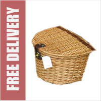 Wicker Bike Basket with Lid Light